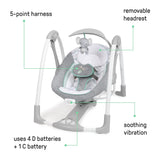 Ingenuity ConvertMe 2-in-1 Compact Portable Automatic Baby Swing & Infant Seat, Battery-Saving Vibrations, Nature Sounds, 0-9 Months 6-20 lbs (Swell)