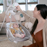 Ingenuity InLighten 5-Speed Baby Swing - Swivel Infant Seat, 5 Point Safety Harness, Nature Sounds, Lights - Kitt Fox
