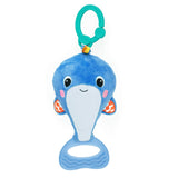 Bright Starts Whale-a-roo Pull & Shake Activity Toy with Pull String, Stuffed Animal for Baby, Newborn and up, Multicolor