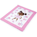 Little Muffincakes Zhara Toddler Quilted Blanket, Ballerina and Flower Print,  Pink