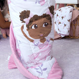 Little Muffincakes Zhara Toddler Quilted Blanket, Ballerina and Flower Print,  Pink