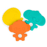 Bright Starts Gummy Buddies 3-Pack Textured Teethers - BPA-Free Elephant, Lion, Monkey, 3 Months +