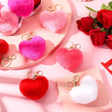 Crystal Collections Fluffy Heart Pom Faux Fur Keychain, Perfect for Bakcpack Purse Charm