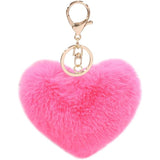 Crystal Collections Fluffy Heart Pom Faux Fur Keychain, Perfect for Bakcpack Purse Charm