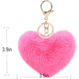 Crystal Collections Fluffy Heart Pom Faux Fur Keychain, Perfect for Bakcpack Purse Charm