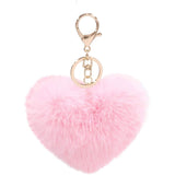 Crystal Collections Fluffy Heart Pom Faux Fur Keychain, Perfect for Bakcpack Purse Charm