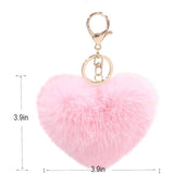 Crystal Collections Fluffy Heart Pom Faux Fur Keychain, Perfect for Bakcpack Purse Charm