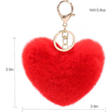 Crystal Collections Fluffy Heart Pom Faux Fur Keychain, Perfect for Bakcpack Purse Charm