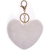 Crystal Collections Fluffy Heart Pom Faux Fur Keychain, Perfect for Bakcpack Purse Charm
