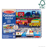 Melissa & Doug Vehicles Wooden Chunky Puzzle (9 pcs)