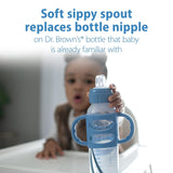 Dr. Brown's Milestones Narrow Sippy Bottle with 100% Silicone Handles,Easy-Grip Bottle with Soft Sippy Spout, 8oz/250mL, BPA Free, 6m+