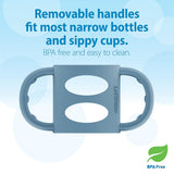 Dr. Brown's Milestones Narrow Sippy Bottle with 100% Silicone Handles,Easy-Grip Bottle with Soft Sippy Spout, 8oz/250mL, BPA Free, 6m+