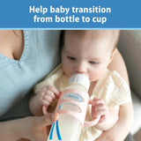 Dr. Brown's Milestones Narrow Sippy Bottle with 100% Silicone Handles,Easy-Grip Bottle with Soft Sippy Spout, 8oz/250mL, BPA Free, 6m+
