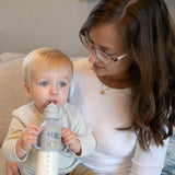 Dr. Brown's Milestones Narrow Sippy Straw Bottle, Spill-Proof with 100% Silicone Handles and Weighted Straw, 8 oz/250 mL, 6m+
