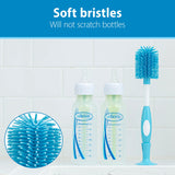 Dr. Brown's Soft Touch No Scratch Baby Bottle Cleaning Brush Nipple Cleaner with Stand and Storage Clip, BPA Free