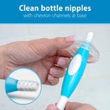 Dr. Brown's Soft Touch No Scratch Baby Bottle Cleaning Brush Nipple Cleaner with Stand and Storage Clip, BPA Free