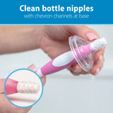 Dr. Brown's Soft Touch No Scratch Baby Bottle Cleaning Brush Nipple Cleaner with Stand and Storage Clip, BPA Free