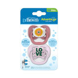 Dr. Brown's Advantage Baby Pacifier, Fully Symmetrical Soother with Soft Silicone Bulb, 0-6m , 2 Pack (Style May Vary)m, BPA Free