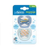 Dr. Brown's Advantage Baby Pacifier, Fully Symmetrical Soother with Soft Silicone Bulb, 0-6m , 2 Pack (Style May Vary)m, BPA Free