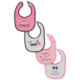 Petite Lamour Baby 4-Pack Self Closure Feeding Terry Bibs-Daddy's Princess, NB+