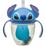 TOMY The First Years Disney Lilo & Stitch Weighted Straw Cup - Spill Proof Toddler Straw Cups with Flip Top Cover