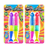 a-Ru Squishy Fishy Bones, Neon Colors- 2 Pack, For Ages 3+ Years, Stretch Em' - Bend Em'