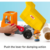 Fisher-Price Little People Toddler Construction Toy Work Together Dump Truck with Music & Accessories for Pretend Play