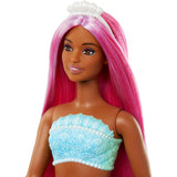 Barbie Mermaid Doll with Magenta Fantasy Hair & Headband Accessory, Curvy Body Type with Shell-Inspired Bodice & Tropical Red Tail