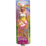 Barbie Royal Doll with Brightly Highlighted Fantasy Hair, Colorful Accessories, Yellow Ombre Bodice & Butterfly-Print Skirt