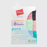 Hanes Girls 6pk Pure Comfort Microfiber Stretch Tagless Hipster