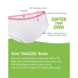 Hanes Ultimate Girls' Briefs 5 Pack Underwear Stretchy Comfy Cotton Tag free