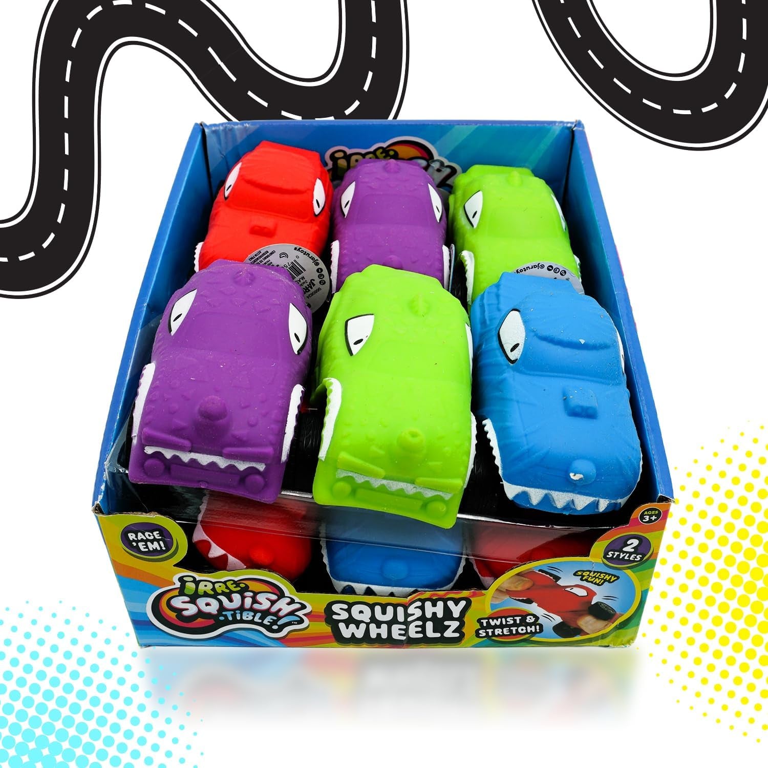 JA-RU Squishy Wheelz Car Toy. Twist, Stretch & Added Wheels. Race Them ...