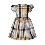 Bonnie Jean Metallic Plaid Taffeta Christmas Bow Dress