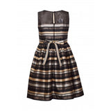 Bonnie Jean Natalia Illusion Metallic Stripe Pleat Dress
