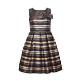 Bonnie Jean Natalia Illusion Metallic Stripe Pleat Dress
