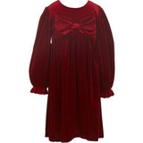 Bonnie Jean Long Sleeve Big Bow Stretch Velvet Dress