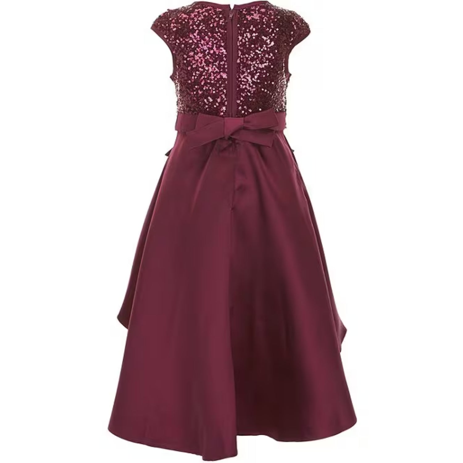 Bonnie Jean Sabrina Short Sleeve Sequin Bodice High-Low Hem Dress – S&D Kids