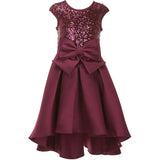 Bonnie Jean Sabrina Short Sleeve Sequin Bodice High-Low Hem Dress
