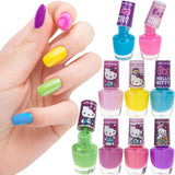 Townley Girl Hello Kitty 8 Pack Nail Polish,Water-Based, Non-Toxic, Peel-Off Set Girls Kids Ages 3+, Perfect for Parties, Sleepovers & Makeovers