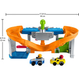 Fisher-Price Little People Hot Wheels Toddler Toy Race and Go Track Set with Lights Sounds & 2 Cars for Pretend Play Kids Ages 18+ Months