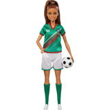 Mattel Barbie Careers Fashion Doll, Soccer Player with Brunette Ponytail, #16 Uniform, Tall Socks, Cleats & Ball