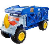 Hot Wheels Monster Trucks Toy Hauler, Oversized Truck Carries & Stores 12 1:64 Scale Monster Trucks or 32 Cars, Monster Mover Rhino