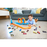 Hot Wheels Toy Car Track Set, Triple Loop Pack & 1:64 Scale Vehicle, Track-Building Components with 3 Loops, Speed Snap Tracks & Adapters