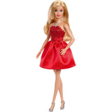 Barbie 80th Anniversary Ruby-Red Celebration Blonde Fashion Doll Wearing Red Dress with Silvery Shoes & Necklace, Collectible Toy