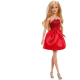 Barbie 80th Anniversary Ruby-Red Celebration Blonde Fashion Doll Wearing Red Dress with Silvery Shoes & Necklace, Collectible Toy
