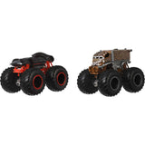 Hot Wheels Monster Trucks 2-Pack, Demolition Doubles Set of 2 Toy Vehicles in 1:64 Scale, for Kids & Collectors (Styles May Vary)