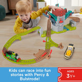 Fisher Price Thomas & Friends Toy Train Set Talking Bulstrode & Which-Way Bridge Track Playset with Sounds & Percy Engine for Kids Ages 3+ Years