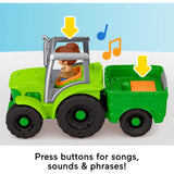 Fisher-Price Little People Toddler Toy Push & Play Tractor Push-Along Musical Farm Vehicle with 2 Figures