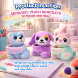 JA-RU Plushy Gushee Huggy Wraps Plush Animal Slap Bracelet | Furry & Fashionable Wearable Stuffed Toy | 6 Cute Animals - Randomly Selected