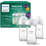 Philips Avent Natural Glass Baby Bottles with Natural Response Nipples, 8 ounces, 3 Pack